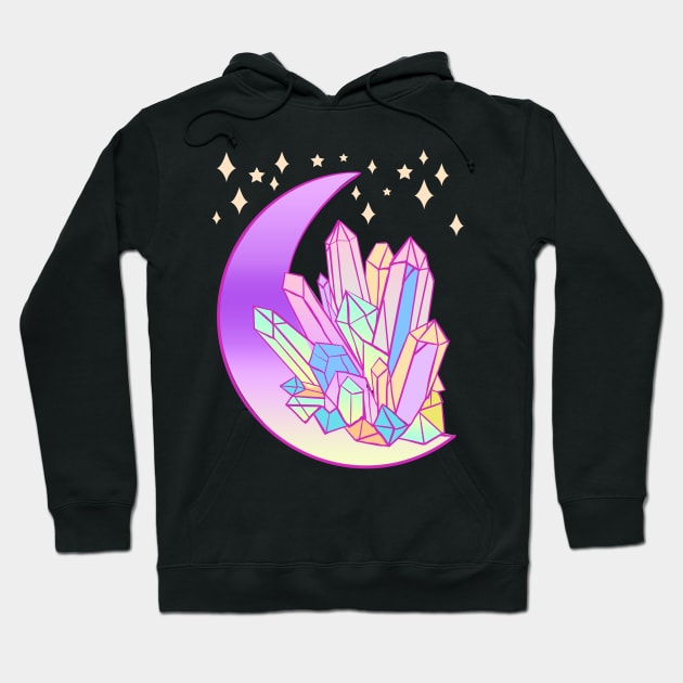 Pastel Goth Crystal Cluster Witchy Moon Hoodie by LunaElizabeth